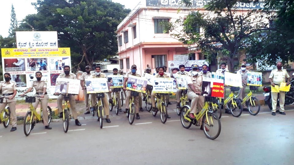 Crime Prevention Month: Ashokapuram Police hold bicycle rally to create awareness among public