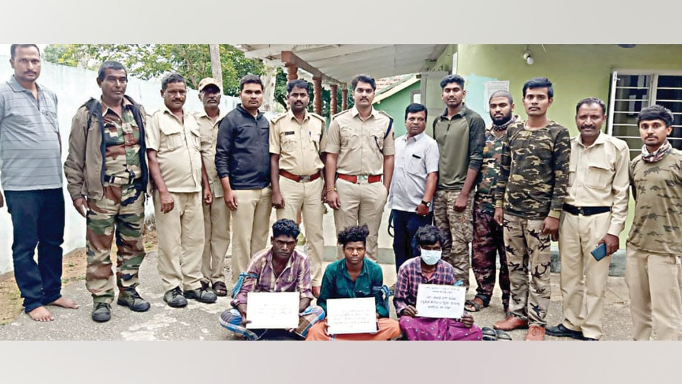 Three arrested for setting fire to forest in Bandipur