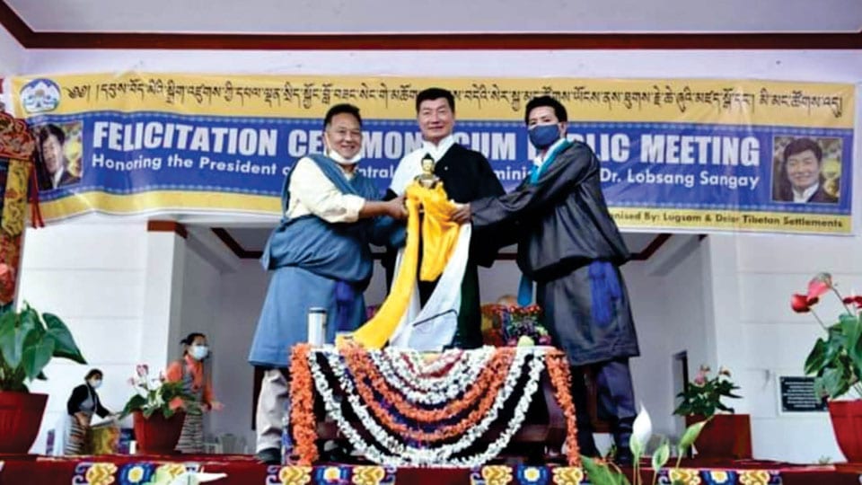 Sikyong Dr. Lobsang Sangay felicitated in Bylakuppe