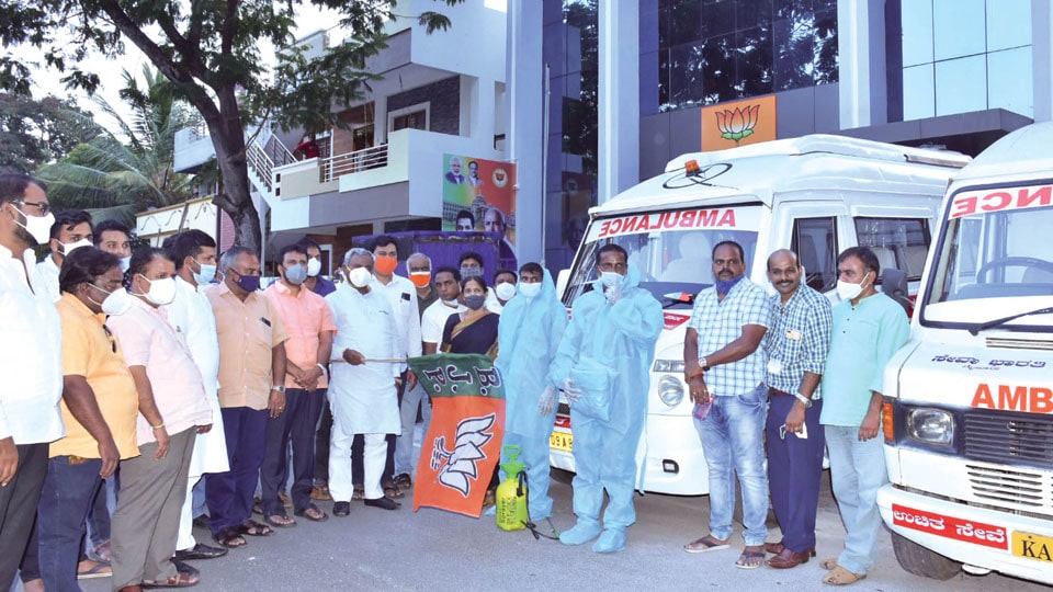 BJP dedicates two ambulances for COVID patients