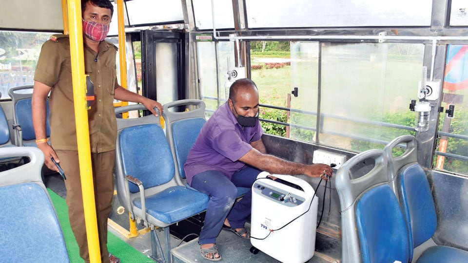 KSRTC buses being installed with Oxygen beds