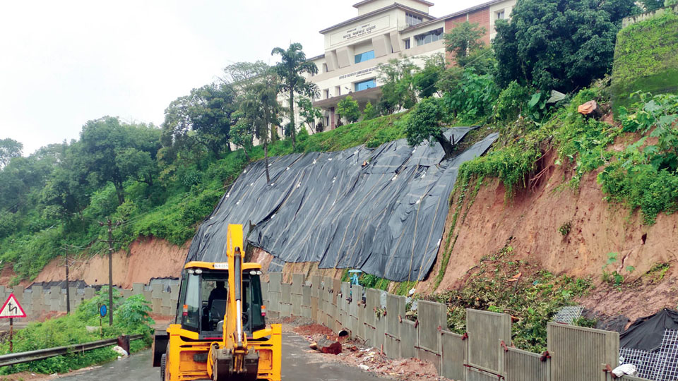 Retaining wall works begin to protect Kodagu DC Office