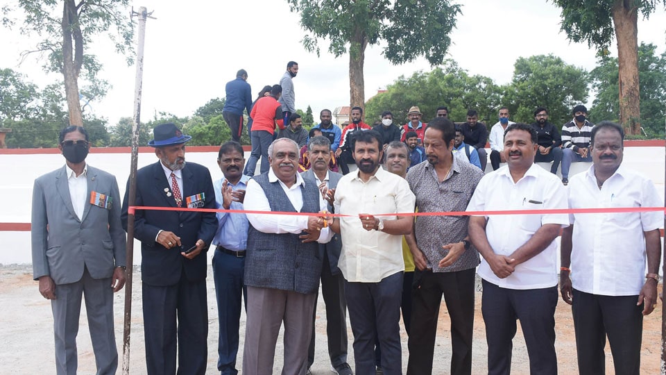 MLA inaugurates seating facility at Mysore Varsity Hockey Grounds