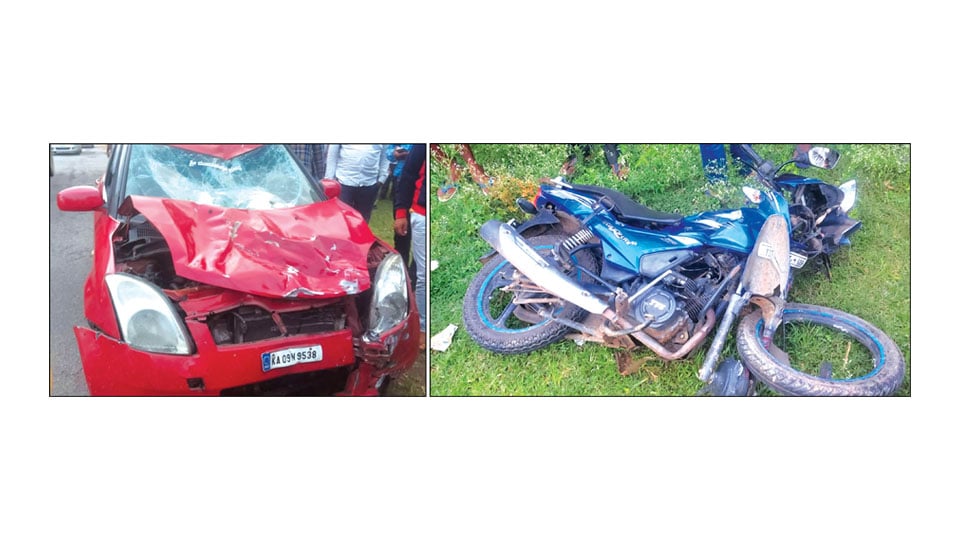 Pillion rider killed as car collides head-on with bike