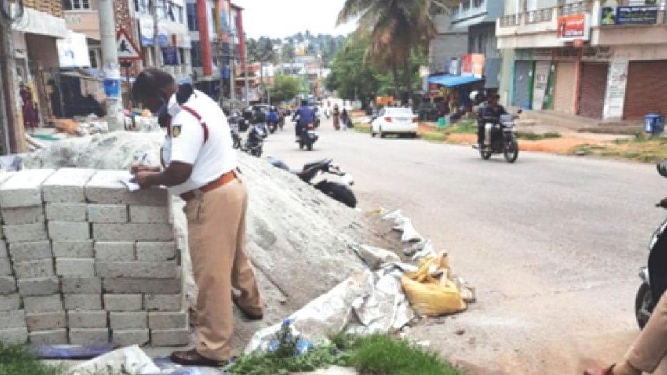 Footpath encroachment clearance drive in city