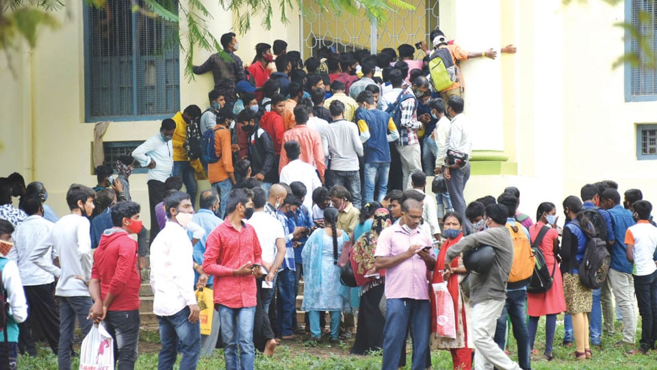 Maharaja PU College announces admission list: Students jostle to find their names