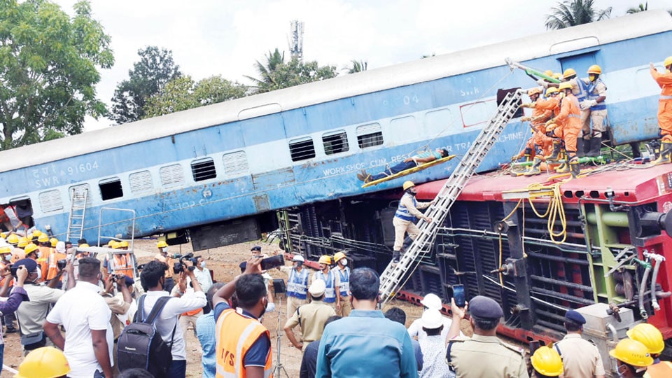 Mock drill: NDRF and SWR conduct mock train derailment-induced rescue and relief operations