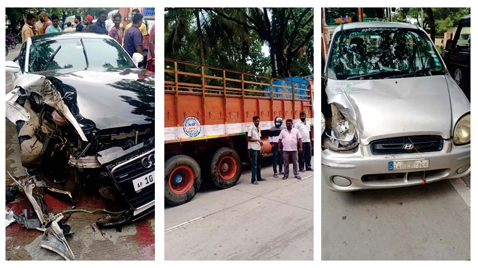 Lucky escape for occupants in serial accident involving four vehicles