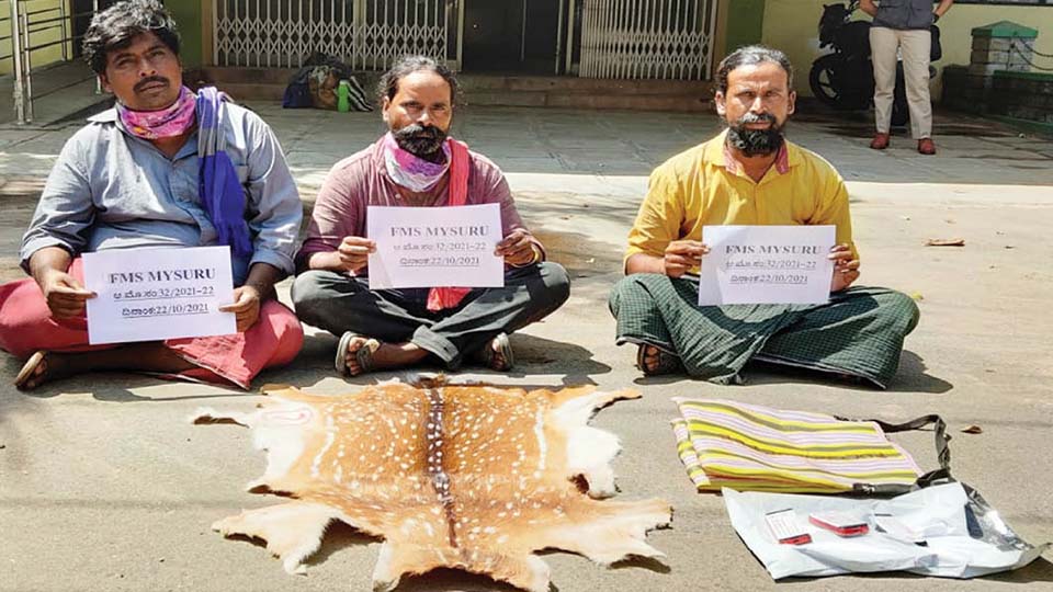Three from Andhra Pradesh arrested while trying to sell deer pelt in city