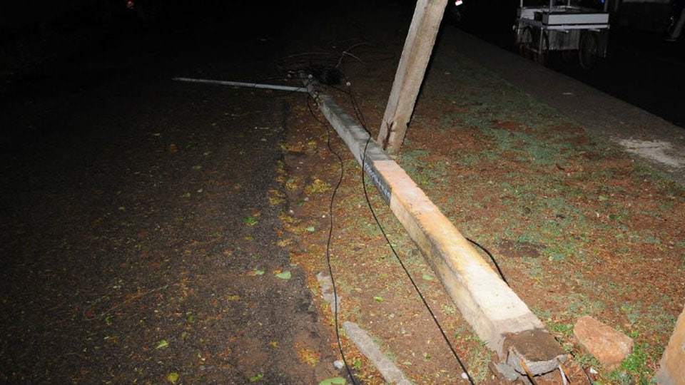 Electric poles uprooted