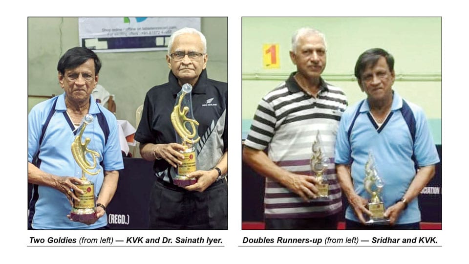 Two golds & a silver for Mysuru in State Veteran Table Tennis