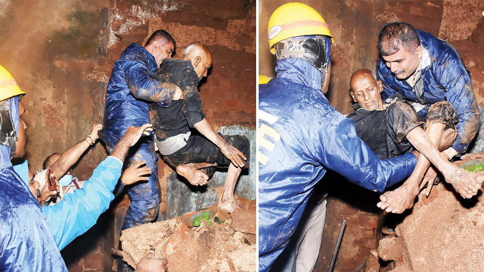 Elderly man trapped under rubble rescued