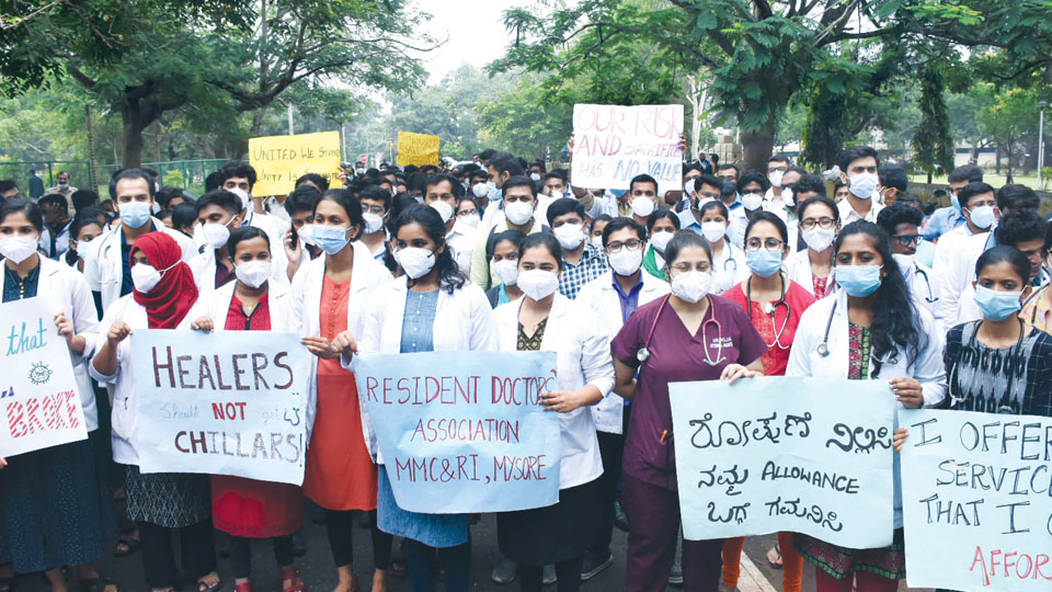 Day-2: Resident Doctors stage protest in front of DC Office