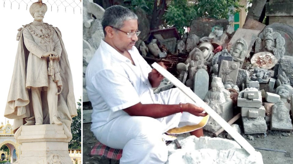 Broken Sword of Chamaraja Wadiyar Statue: Works on to fix new Italian marble sword