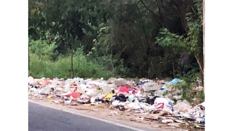 Garbage and construction debris on Helipad Road - Star of Mysore