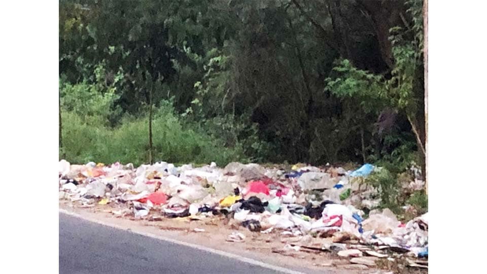 Garbage and construction debris on Helipad Road