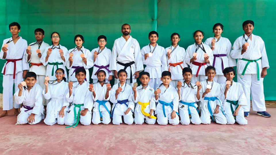 Medal winners in State-level Karate