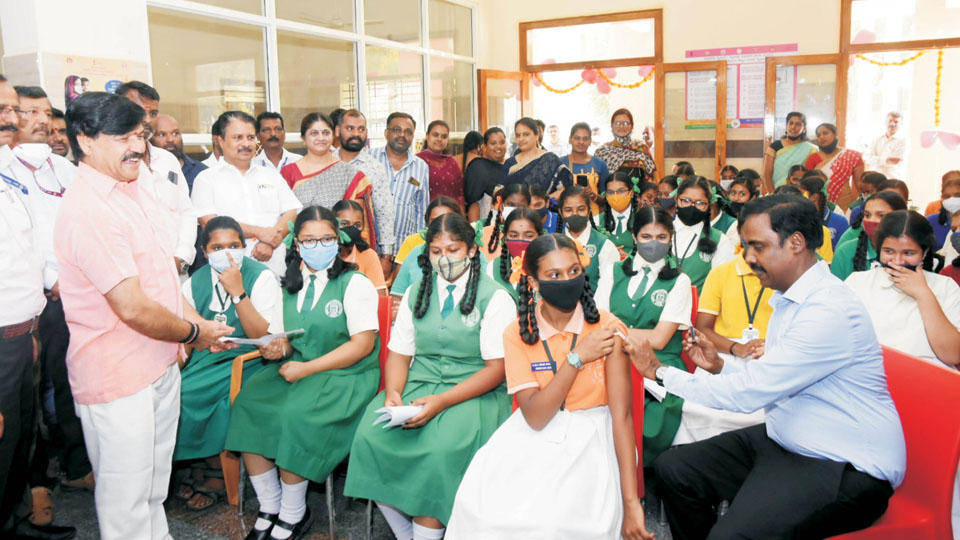 MLA Ramdas launches vaccination drive for 12 to 14 years old
