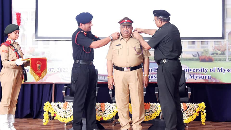 NCC Group confers ‘Honorary Colonel’ rank on Mysore University VC