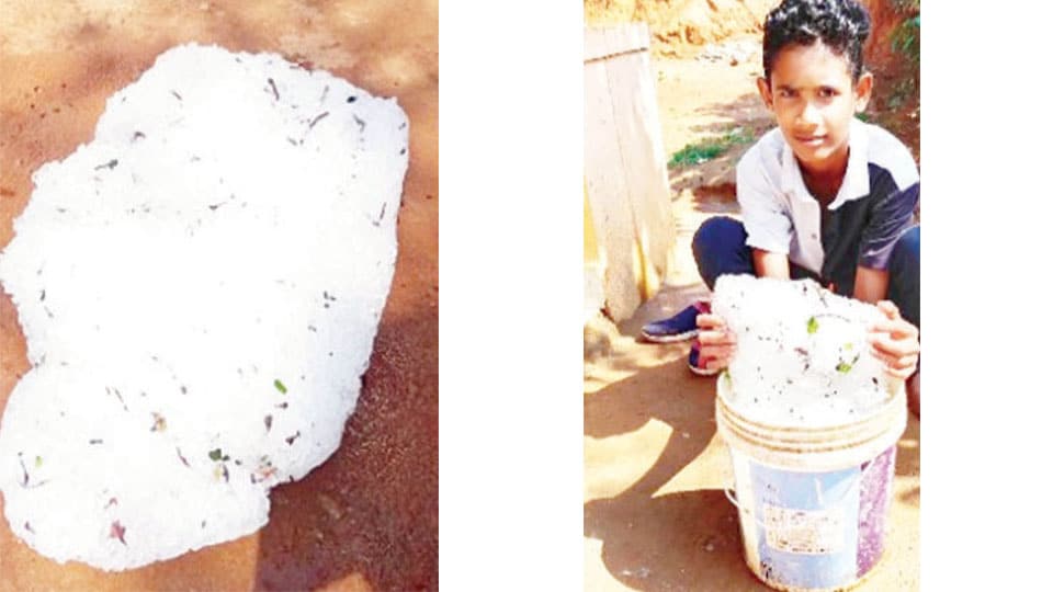 Huge hailstone weighing  25 kg baffles villagers