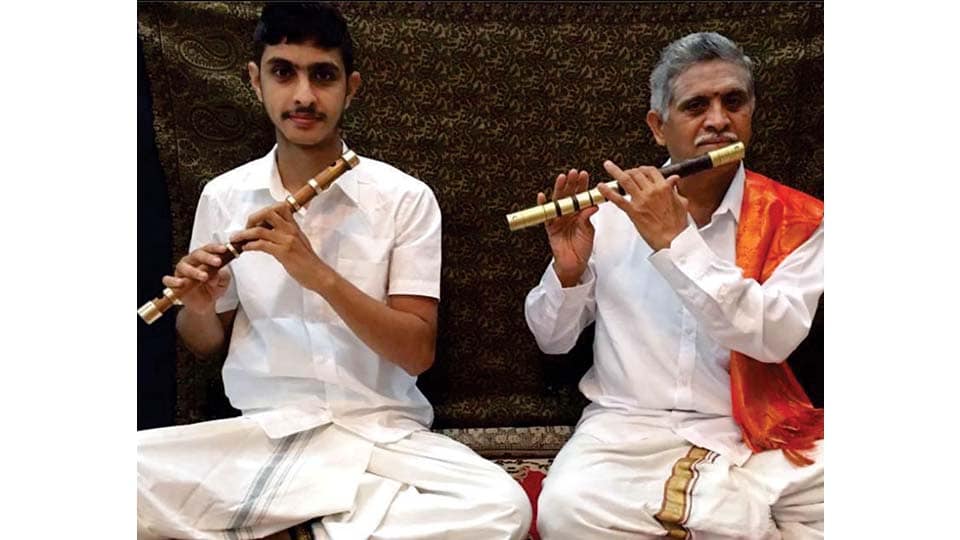 Father and Son’s Flute Duet at Ganabharathi tomorrow