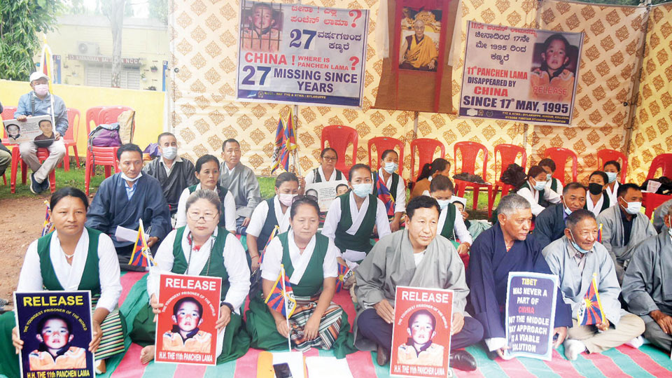 Tibetans stage protest for release of 11th Panchen Lama