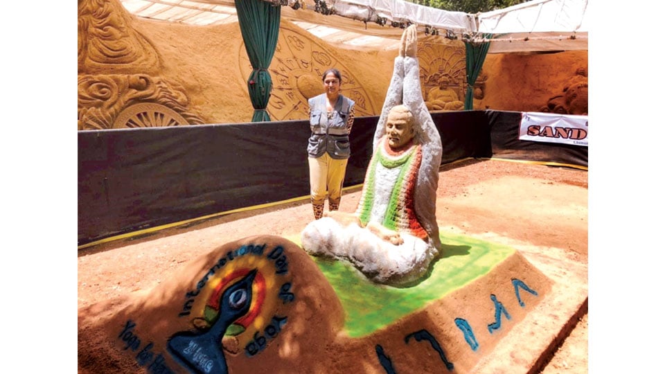 PM Modi’s Yoga posture replica at Sand Museum