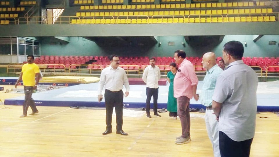 City Police Commissioner inspects Chamundi Vihar Indoor Stadium