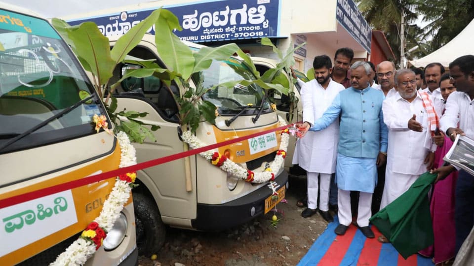 District Minister launches Swachh Bharat Mission vehicles