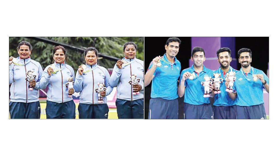 CWG – Day 5: Gold in Lawn Bowls and TT; Silver in Badminton and Weightlifting
