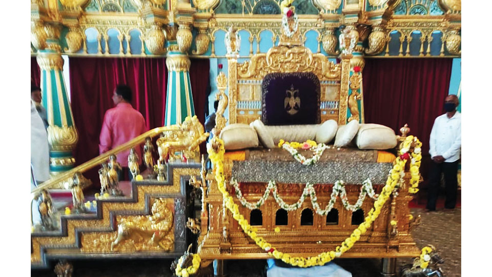Golden throne assembled at Palace