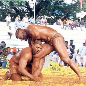 Wrestlers fight it out at Dasara contest