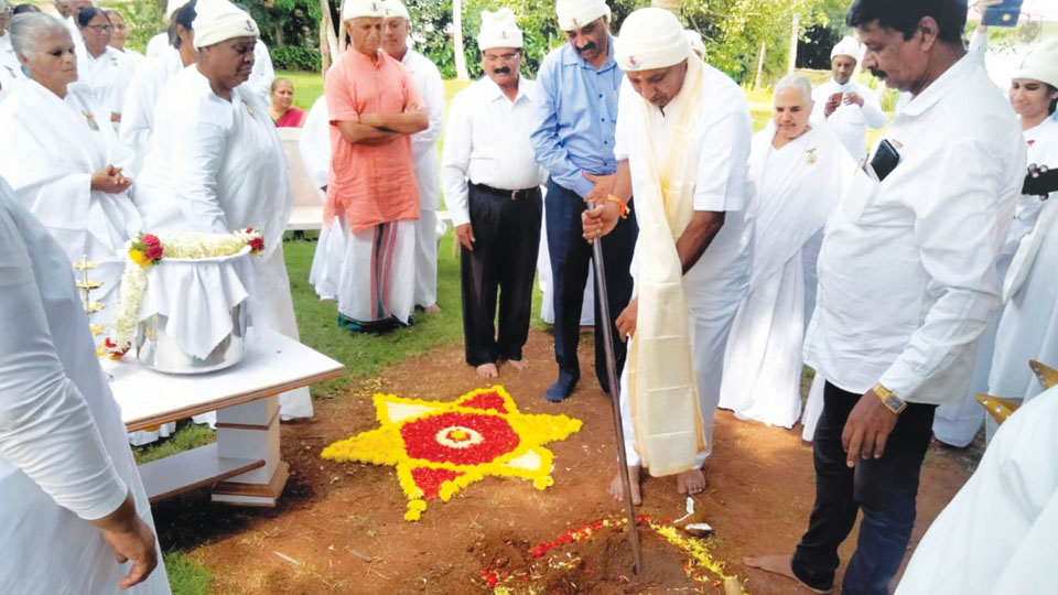 Foundation stone laid for new Dhyana Kendra at Rajayoga Retreat Centre in Lingadevarakoppal