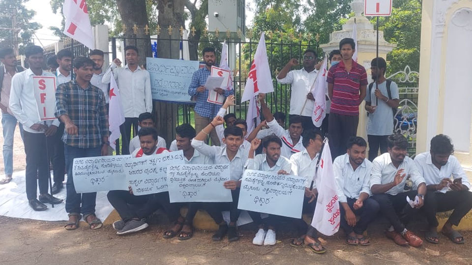 Mysore University Law students stage protest, demand hostel facility