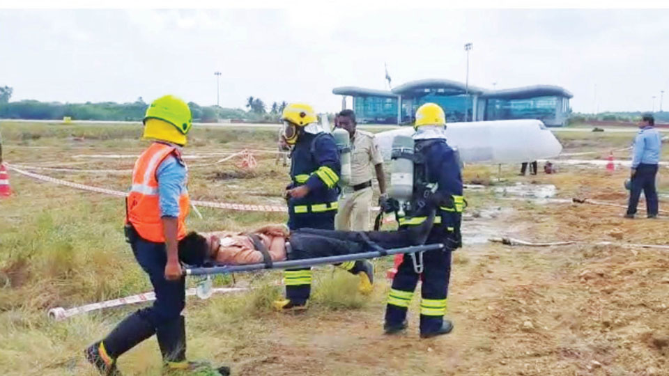 Mock drill held to test quick response at Mysore Airport
