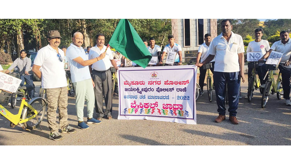 Crime Prevention Month: Jayalakshmipuram, CEN Police take out bicycle rally