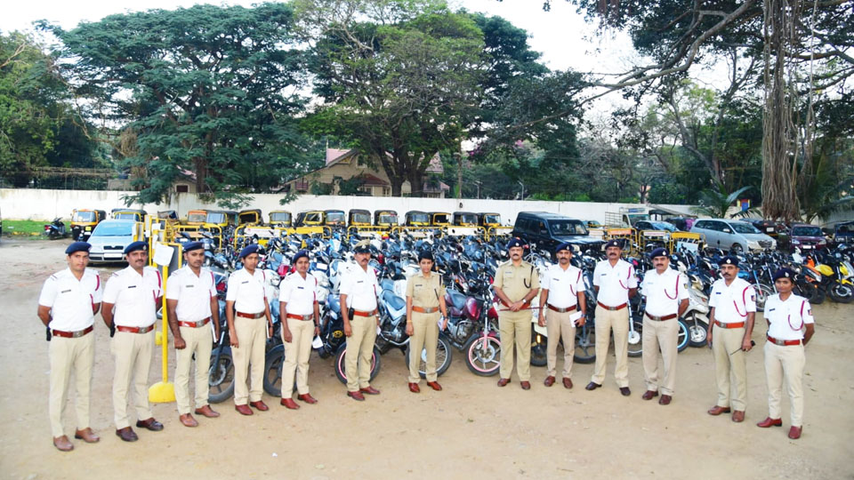 Drive against triple riding: 103 two-wheelers with 760 pending cases seized from Dec. 5 to 19