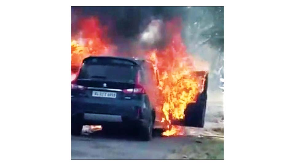 Miraculous escape for Kerala youths as SUV catches fire