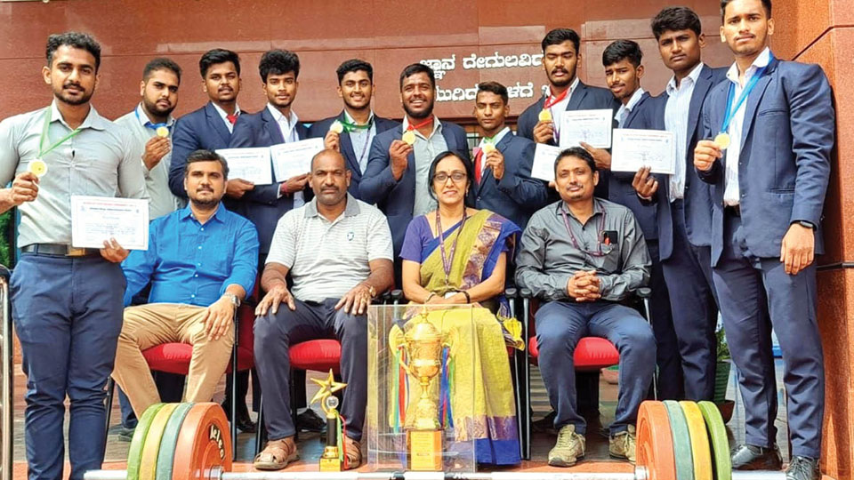 Winners of Overall Championship in Inter-Collegiate Weightlifting Competition