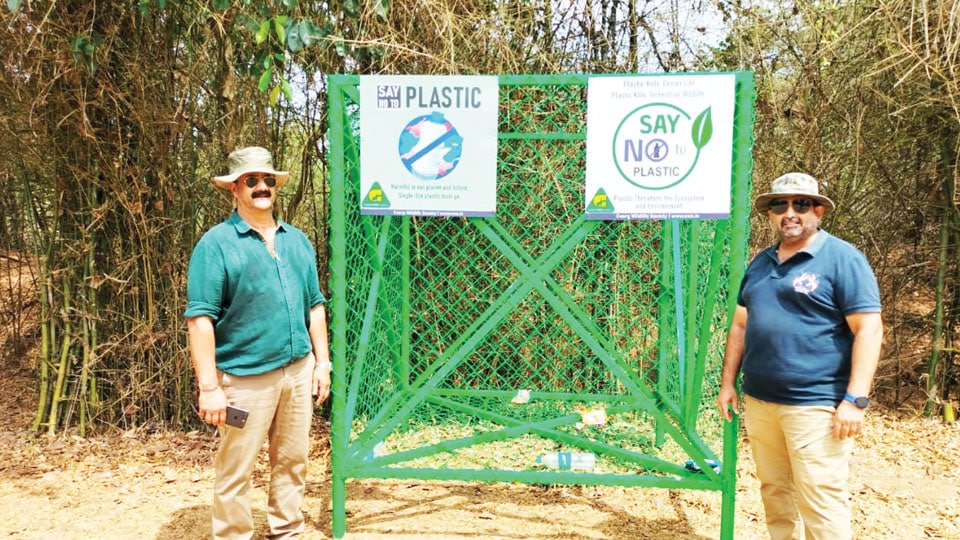 Waste bins installed at entry gates of Nagarahole Tiger Reserve