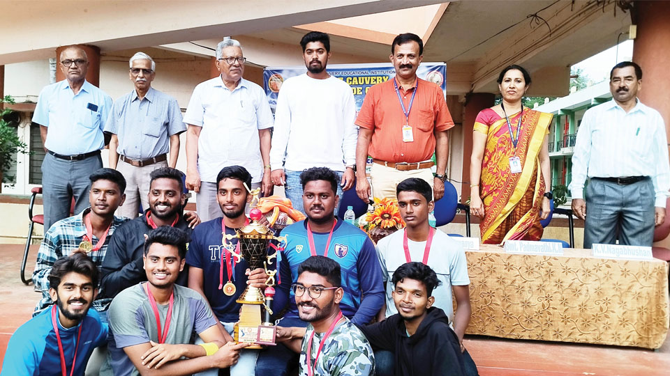 Winners and runners of ‘Cauvery Cup-2023’ Inter-Collegiate 30 Yard Cricket Tournament