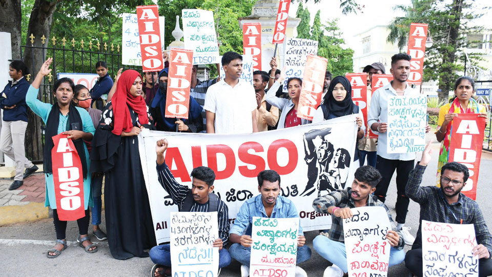 Students stage protest seeking postponement of degree exams