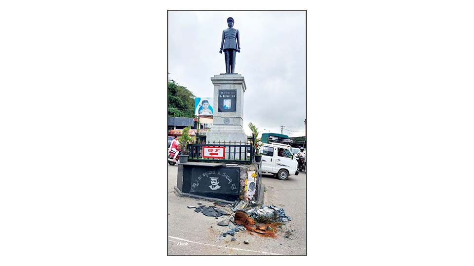 One more war hero’s statue damaged in Madikeri