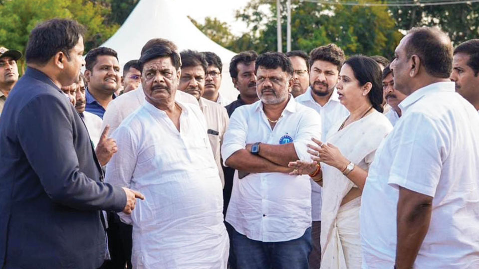 Minister Lakshmi Hebbalkar visits Gruha Lakshmi Scheme launch venue