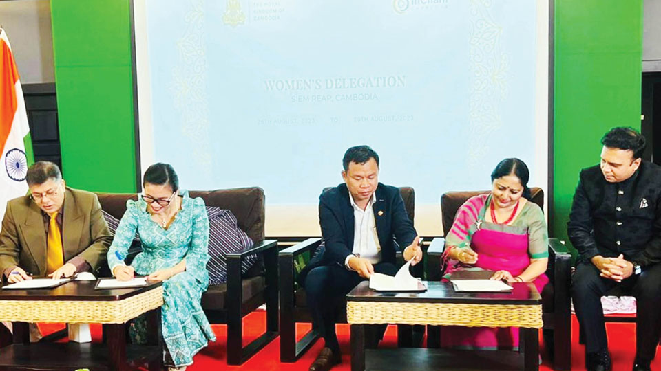 Three women entrepreneurs from Mysuru at Cambodia Meet