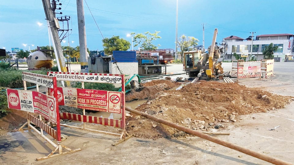 Who will repair the damaged service road adjacent to Ring Road?