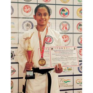 Wins two gold medals in Karate