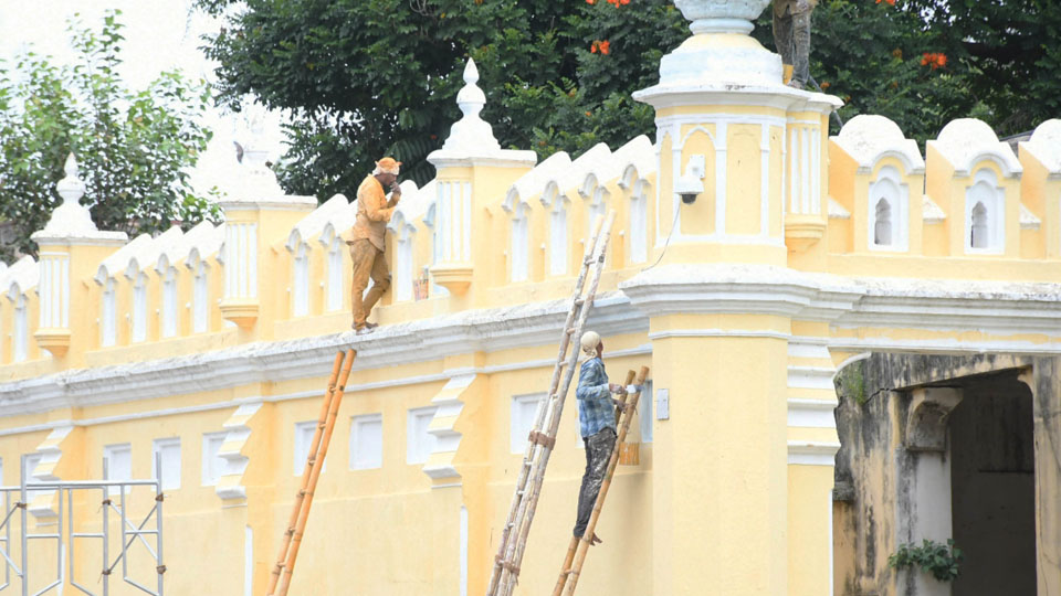Ahead of Dasara, Mysore Palace gets fresh coat of paint; bulbs to be replaced soon