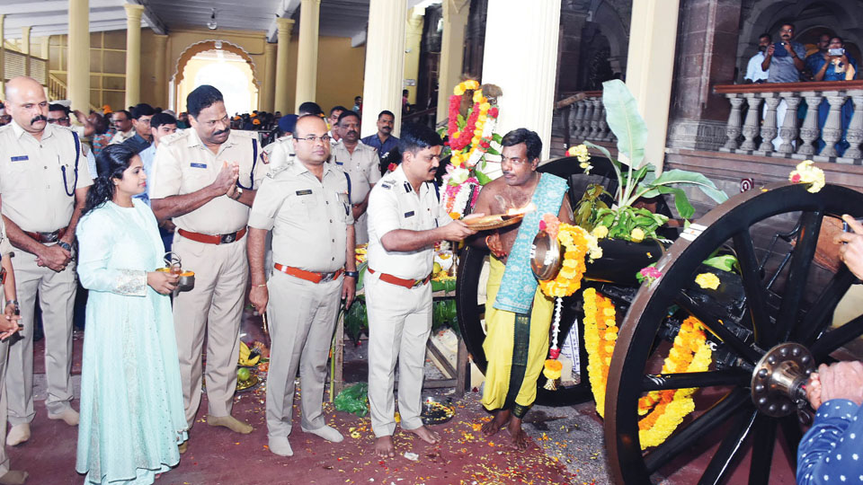Ahead of Navarathri, traditional puja performed to Cannons at Palace