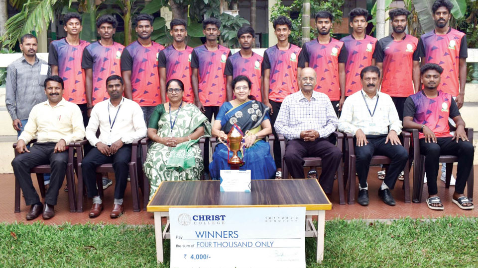SBRR Mahajana FGC wins Christ Cup Volleyball Tournament